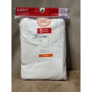 Wonder Nation Boys Crew Neck Undershirt, 5 Pack, Size XL 14-16 Husky New